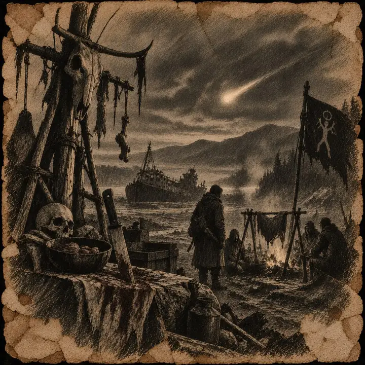 Un accampamento sulla costa.